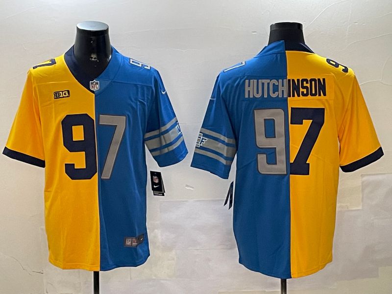 Men Detroit Lions #97 Hutchinson Blue yellow 2024 Nike Limited NFL Jersey style 1->detroit lions->NFL Jersey